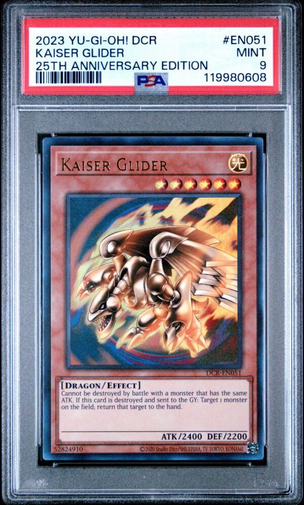 2023 Yu-Gi-Oh! Dark Crisis Kaiser Glider 25th Anniversary Edition #DCR-EN051 (PSA 9) (Front)