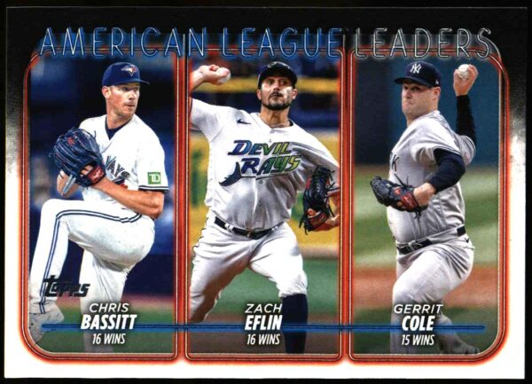 2024 Topps Series 1 American League Leaders (Chris Bassitt / Zach Eflin / Gerrit Cole) #57 (Front)