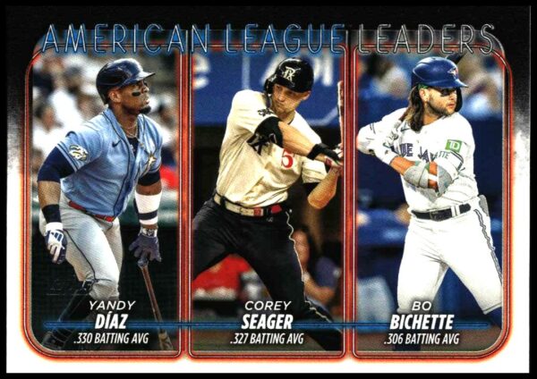 2024 Topps Series 1 American League Leaders (Yandy Díaz / Corey Seager / Bo Bichette) #149 (Front)