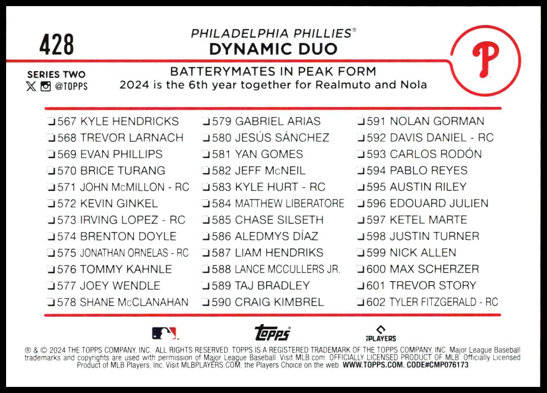 2024 Topps Series 2 Dynamic Duo #428 (Back)