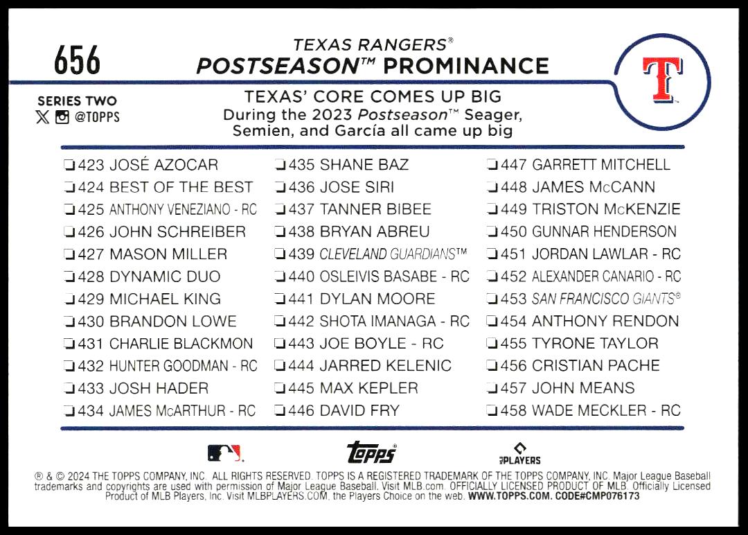 2024 Topps Series 2 Postseason Prominance #656 (Back)