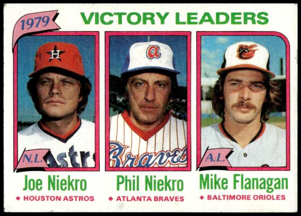 1980 Topps 1979 Victory Leaders: Joe Niekro / Phil Niekro / Mike Flanagan #205 (Front)