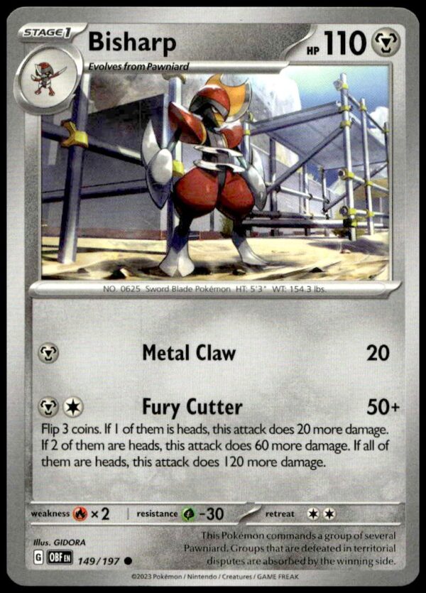 2023 Pokémon Scarlet & Violet - Obsidian Flames Bisharp #149/197 (Front)