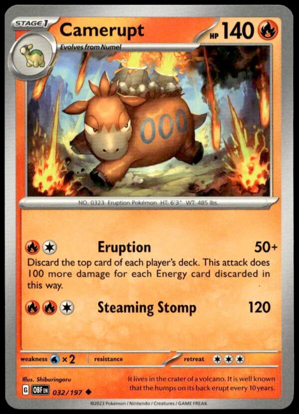 2023 Pokémon Scarlet & Violet - Obsidian Flames Camerupt #032/197 (Front)