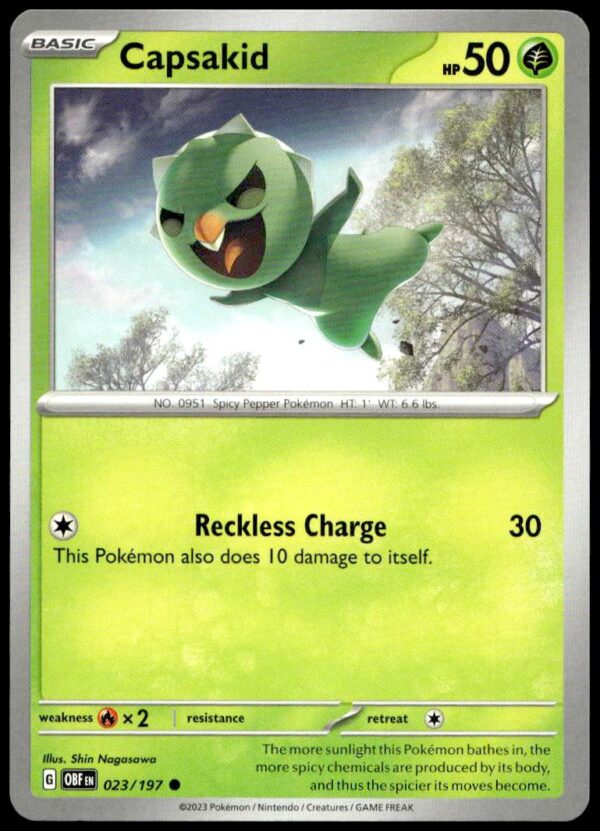 2023 Pokémon Scarlet & Violet - Obsidian Flames Capsakid #023/197 (Front)