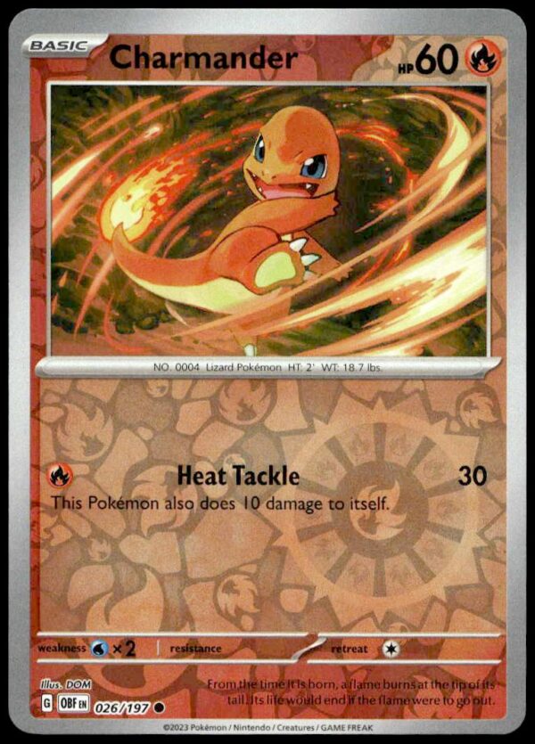 2023 Pokémon Scarlet & Violet - Obsidian Flames Charmander Reverse Holo #026/197 (Front)