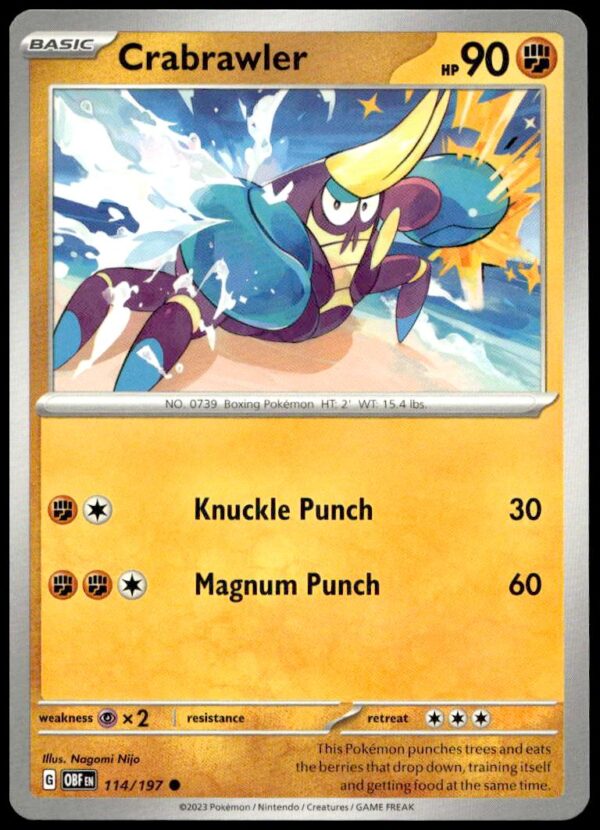 2023 Pokémon Scarlet & Violet - Obsidian Flames Crabrawler #114/197 (Front)