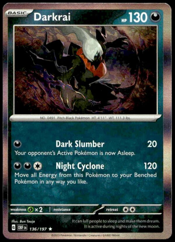 2023 Pokémon Scarlet & Violet - Obsidian Flames Darkrai Holo #136/197 (Front)