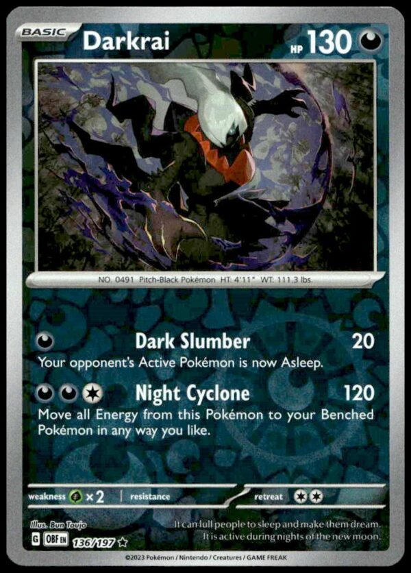 2023 Pokémon Scarlet & Violet - Obsidian Flames Darkrai Reverse Holo #136/197 (Front)