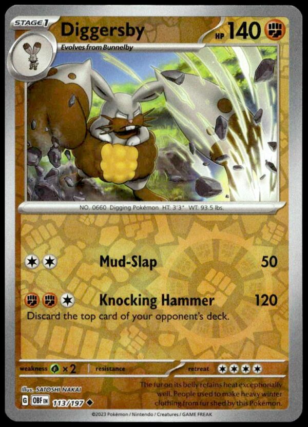 2023 Pokémon Scarlet & Violet - Obsidian Flames Diggersby Reverse Holo #113/197 (Front)