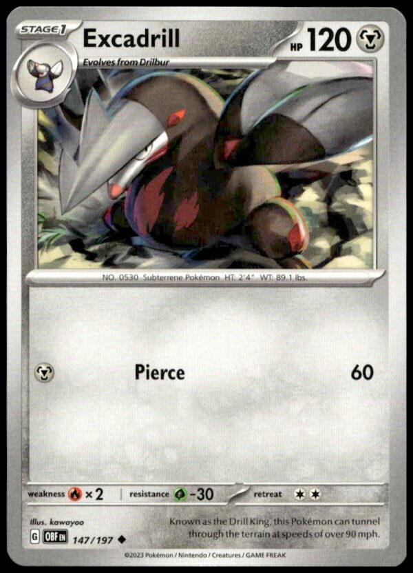 2023 Pokémon Scarlet & Violet - Obsidian Flames Excadrill #147/197 (Front)