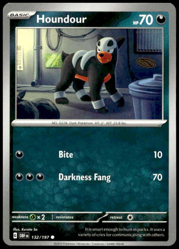 2023 Pokémon Scarlet & Violet - Obsidian Flames Houndour #132/197 (Front)