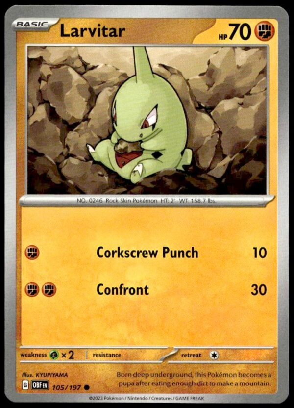 2023 Pokémon Scarlet & Violet - Obsidian Flames Larvitar #105/197 (Front)