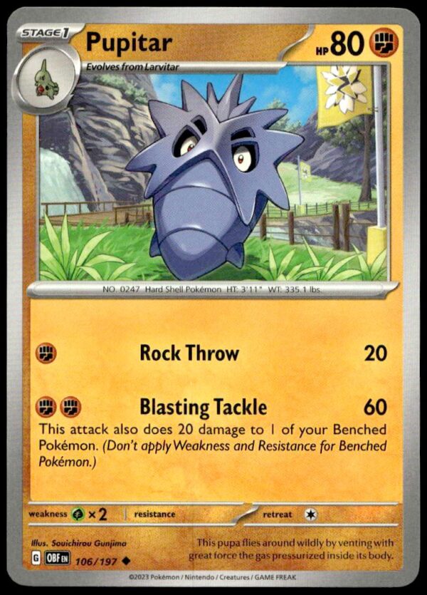 2023 Pokémon Scarlet & Violet - Obsidian Flames Pupitar #106/197 (Front)