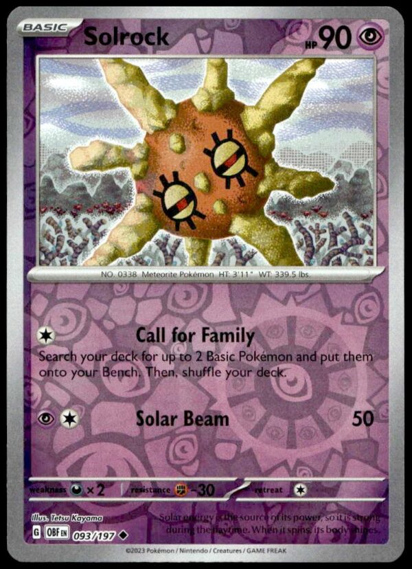2023 Pokémon Scarlet & Violet - Obsidian Flames Solrock Reverse Holo #093/197 (Front)