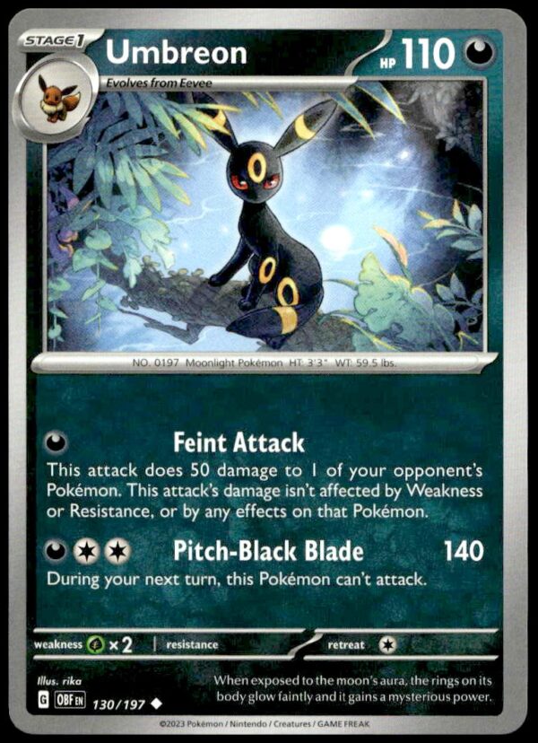 2023 Pokémon Scarlet & Violet - Obsidian Flames Umbreon #130/197 (Front)